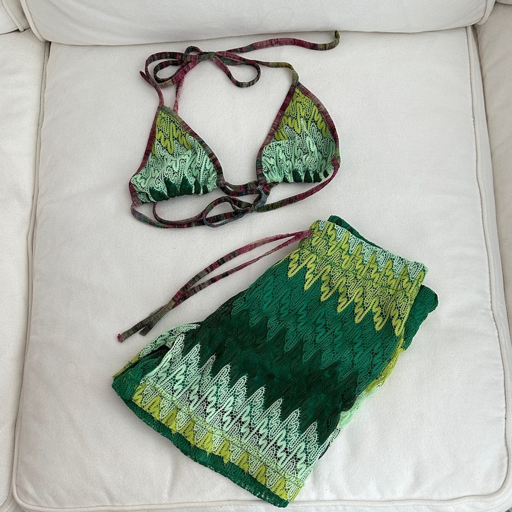 Scarlet Roos Crochet Lace Bikini top and shorts